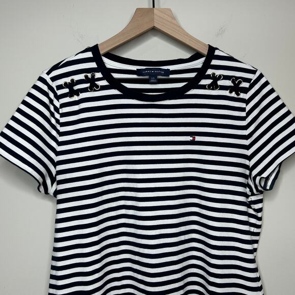 Tommy Hilfiger Striped Short Sleeve Dress Size L - Picture 2 of 9